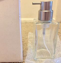 InterDesign Casilla Glass Foaming Soap Dispenser Pump for Kitchen, Bathroom Countertop and Vanities - Clear/Brushed