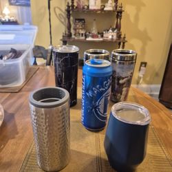 Six New Travel Stainless steel tumblers with lids