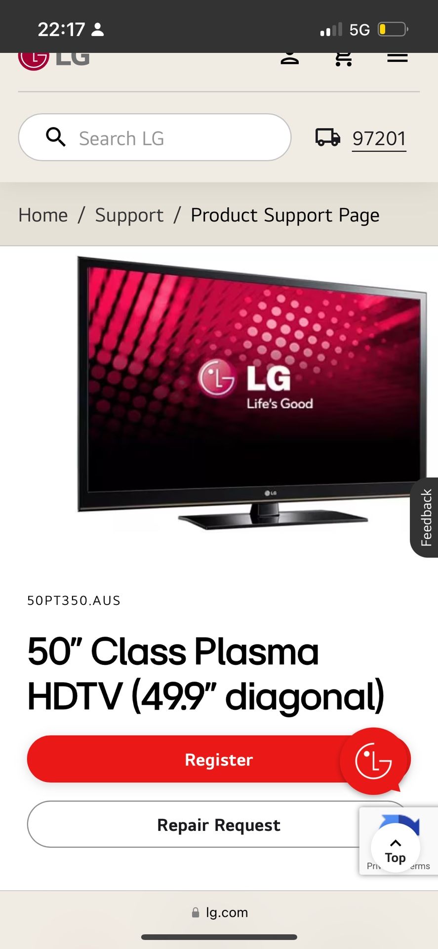 LG PLASMATV 50 INCH 50PT350