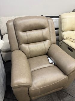 Tan Leather Power Recliner Chair