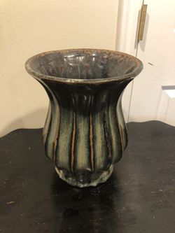 Gorgeous Multi-Colored Glazed Pottery Vase!