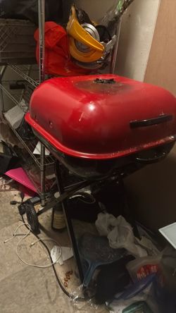 Red Portable Grill on Wheels