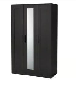 IKEA Black 3-Door Wardrobe with Mirror