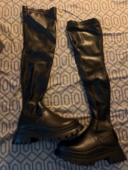 Black Over-the-Knee Chunky Platform Boots Size 8.5