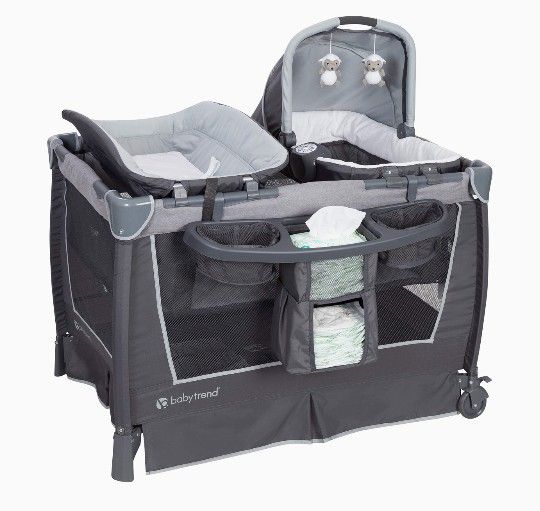 Brand New Baby Trend Retreat Nursery Center Playard With Bassinet - Robin Gray