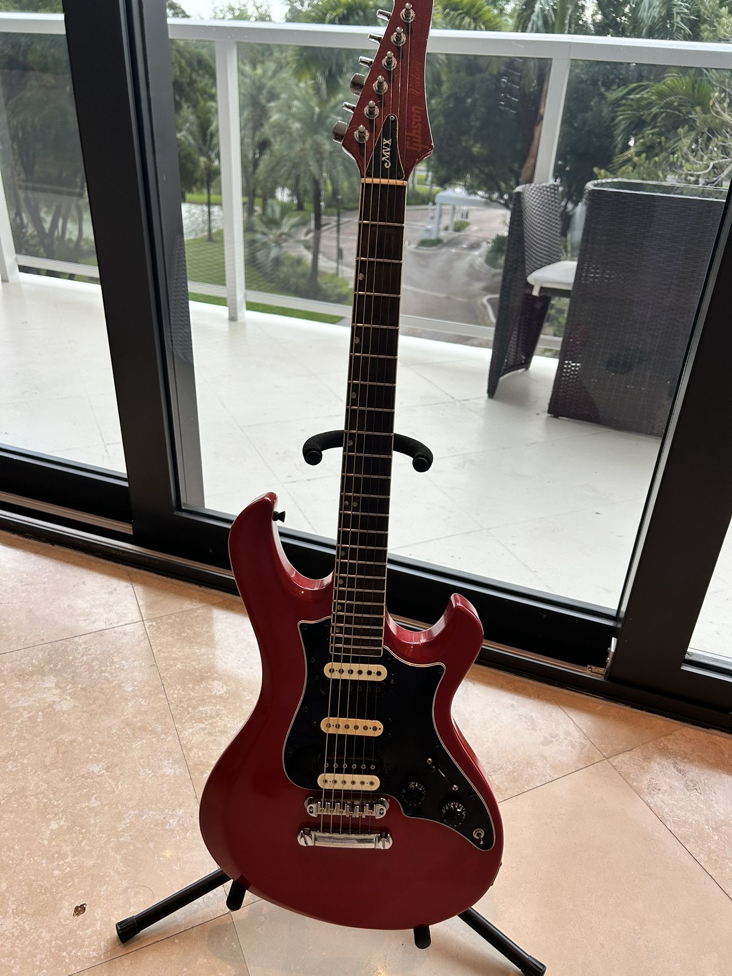 Gibson MVX – Cherry Red, Rare Custom Headstock – $2,100