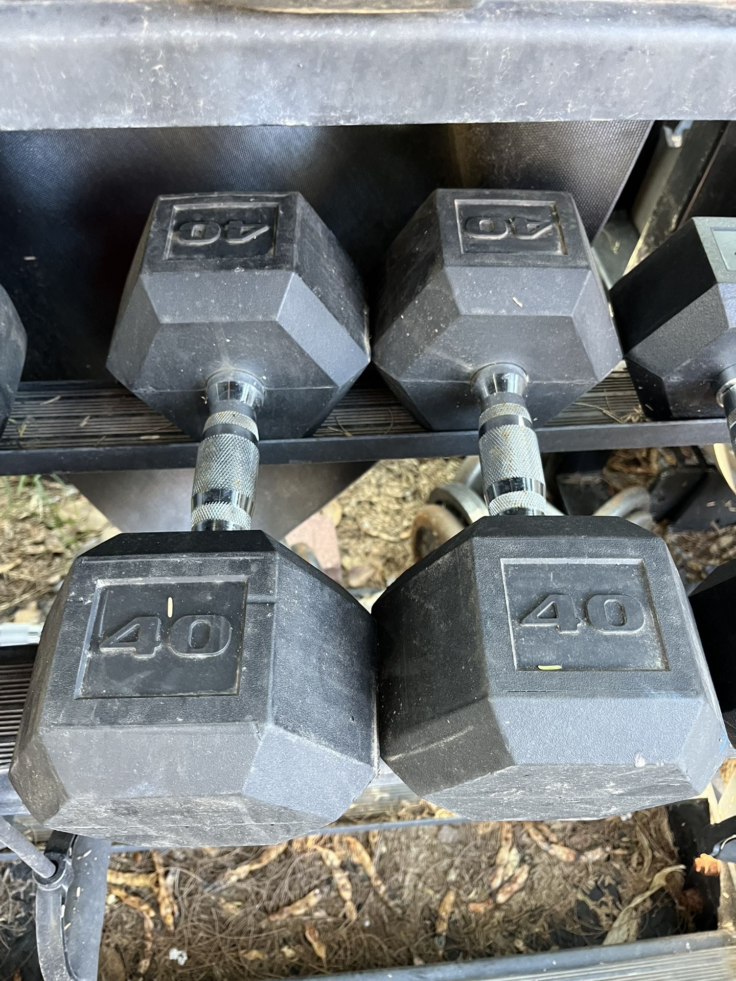 40lb Hex Rubber Dumbbell Set Weights 