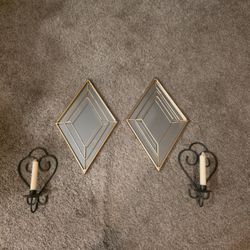 Decorative Mirrors And Candle Holder w/Candles 