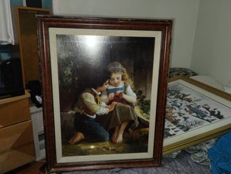 Signed Painting by Emile Munier 1(contact info removed) Oil on Canvas, Title: A Special Moment