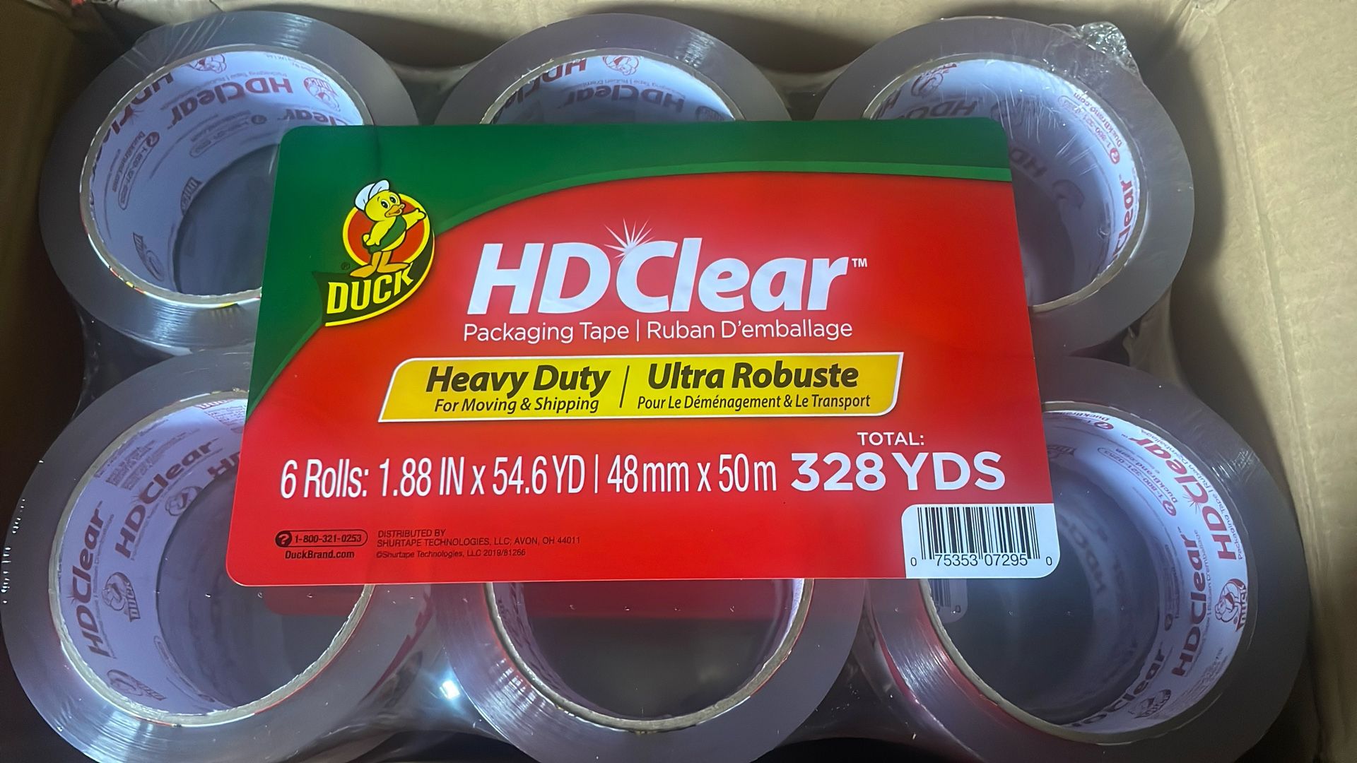 Duck HD Clear Packing Tape Refills (6 Rolls Per Pack/6 Packs Total)