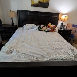 King Bed Bedroom Set , Drawers, Armoire, And 2 Night Stands