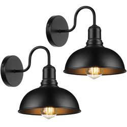 Outdoor / Indoor Wall Sconce, 2 Pack Exterior Waterproof Farmhouse Gooseneck Barn Light Fixture