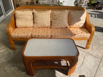 Bamboo Sofa and Coffee Table $150