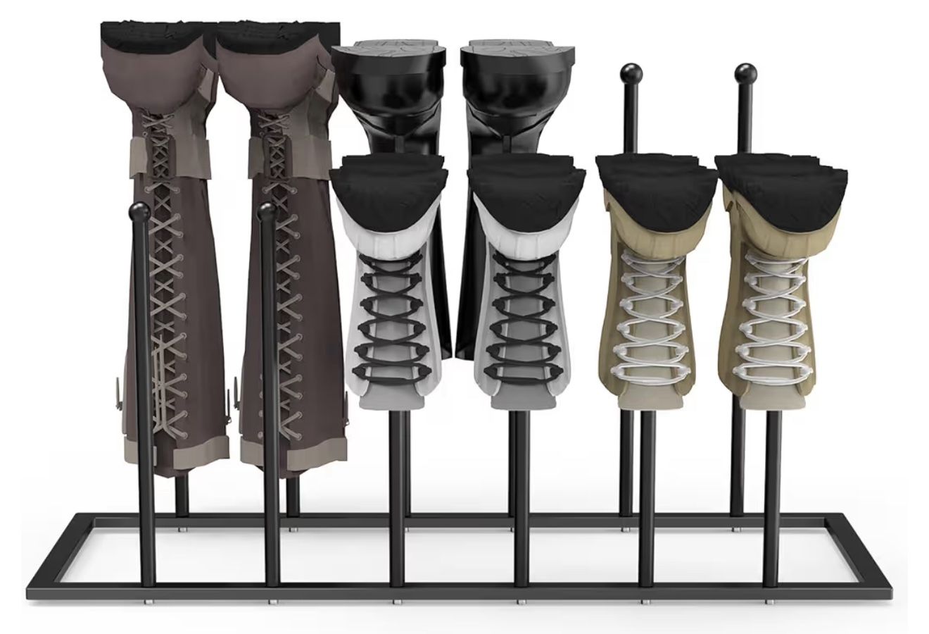 Free Standing Shoe Racks -Metal Boot Rack for Tall Boots Storage 6 Pairs,Shoe Storage Organizer for Dorm Room, Entryway, Bedroom, Stainless Steel Boot