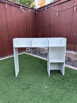 White Desk with Built-In Shelves