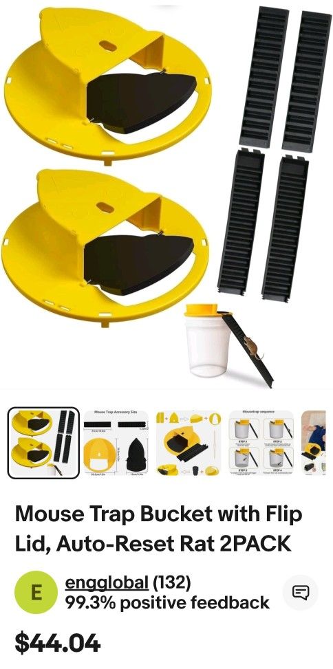 Mouse Trap Bucket with Flip Lid, Auto- Reset Rat 2PACK