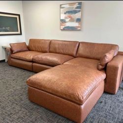 Emilia Caramel Leather 3-Piece Sofa