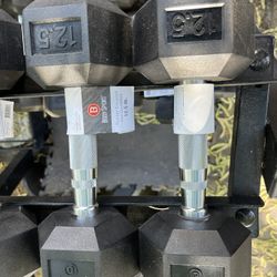 12.5lb Hex Rubber Dumbbell Set Weights 