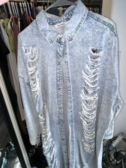 Denim  Jacket Trench Large