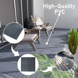 Pack of 44 interlocking tiles for terrace, 12"x12"x0.8" waterproof outdoor patio plastic floor, all-weather use for balcony, porch, backyard, by the p