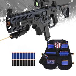 Toy Gun Automatic Sniper Rifle with Tactical Vest Kit, Scope. Toy Foam Blaster D