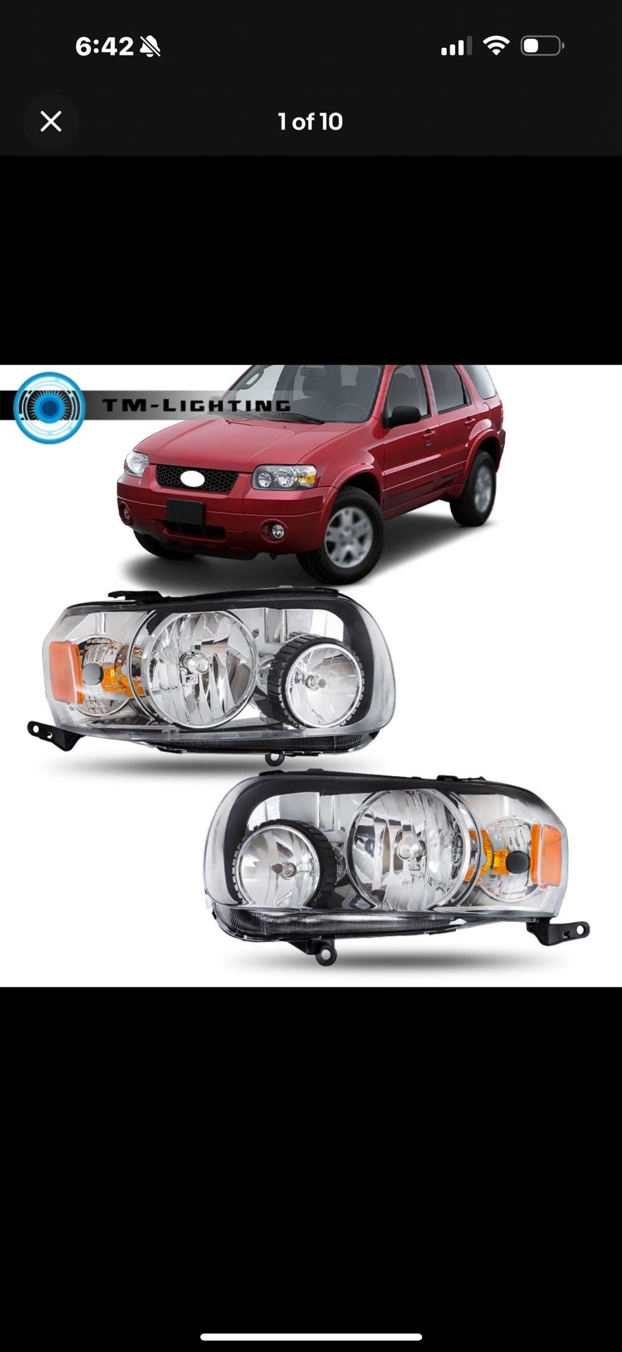 Pair Headlights Headlamps Assembly 2005 2006 2007 Ford Escape Halogen Left Right Side