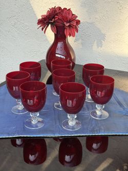 Red Goblets – Set of 8 – Ruby Red Gla