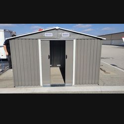 (New in box need assemble) 8' Lx 10'W× 6' H galvanized steel Metal Storage Shed Outdoor Garden Backyard 8'x10' Storage.