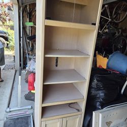 Tiered Wooden Shelf with Lit Cabinet