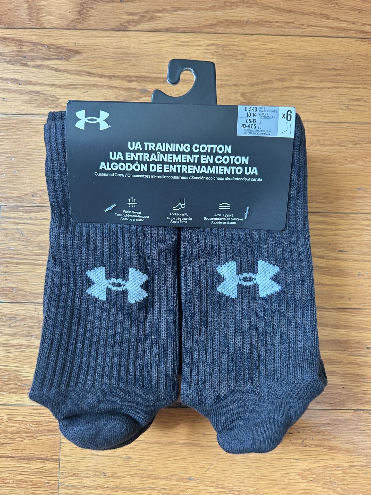 NWT Under Armour Men's training cotton crew socks 6 pairs