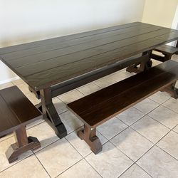 Farmhouse Dining Table & Benches + Buffet Table