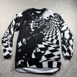 Y2K Fox Racing Motocross Jersey Men’s Small Black Biker Long Sleeve #11A