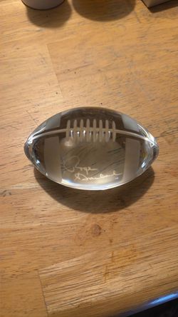 Dallas cowboys vintage Crystal Glass Football Paperweight with Engraved Signature