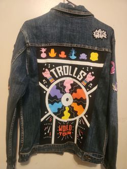 Trolls World Tour Denim Jacket with Patches Size L in women