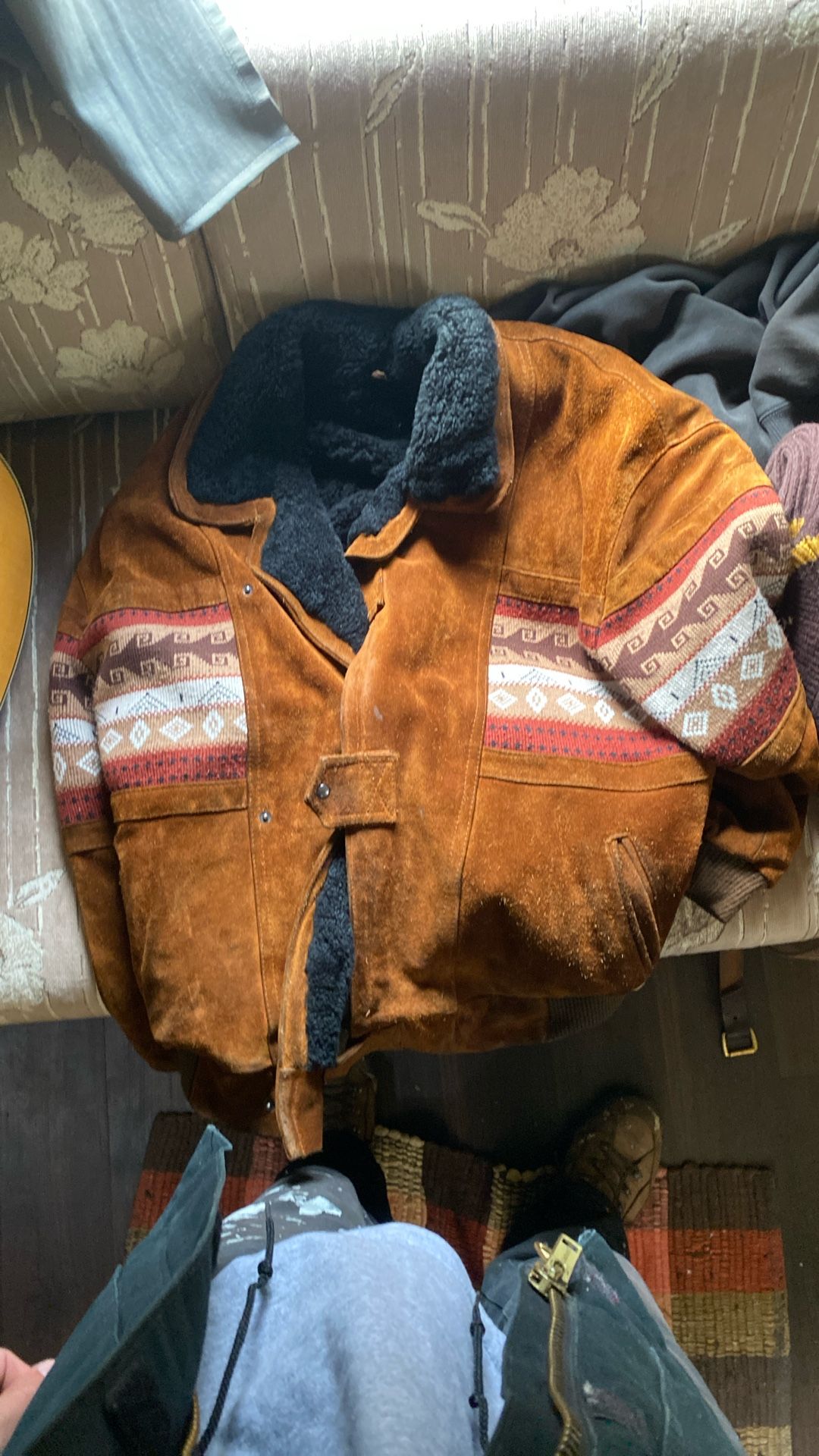 Shearling Lined Leather Suede Jacket