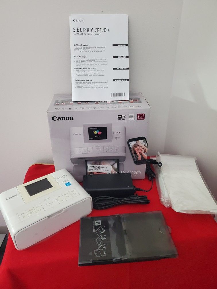 Canon CP1200 Selphy Wireless Compact Photo Printer Bundle with Canon Color Ink/Paper Set and Case