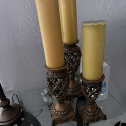 Set of three Candel holder include Candles 