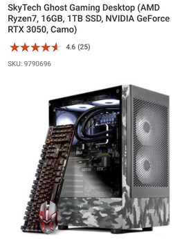 SkyTech Ghost Gaming Desktop AMD Ryzen 7 5700 16GB 1TB SSD RTX 3050 Camo