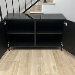 Ones black tv or storage cabinet with top mirror