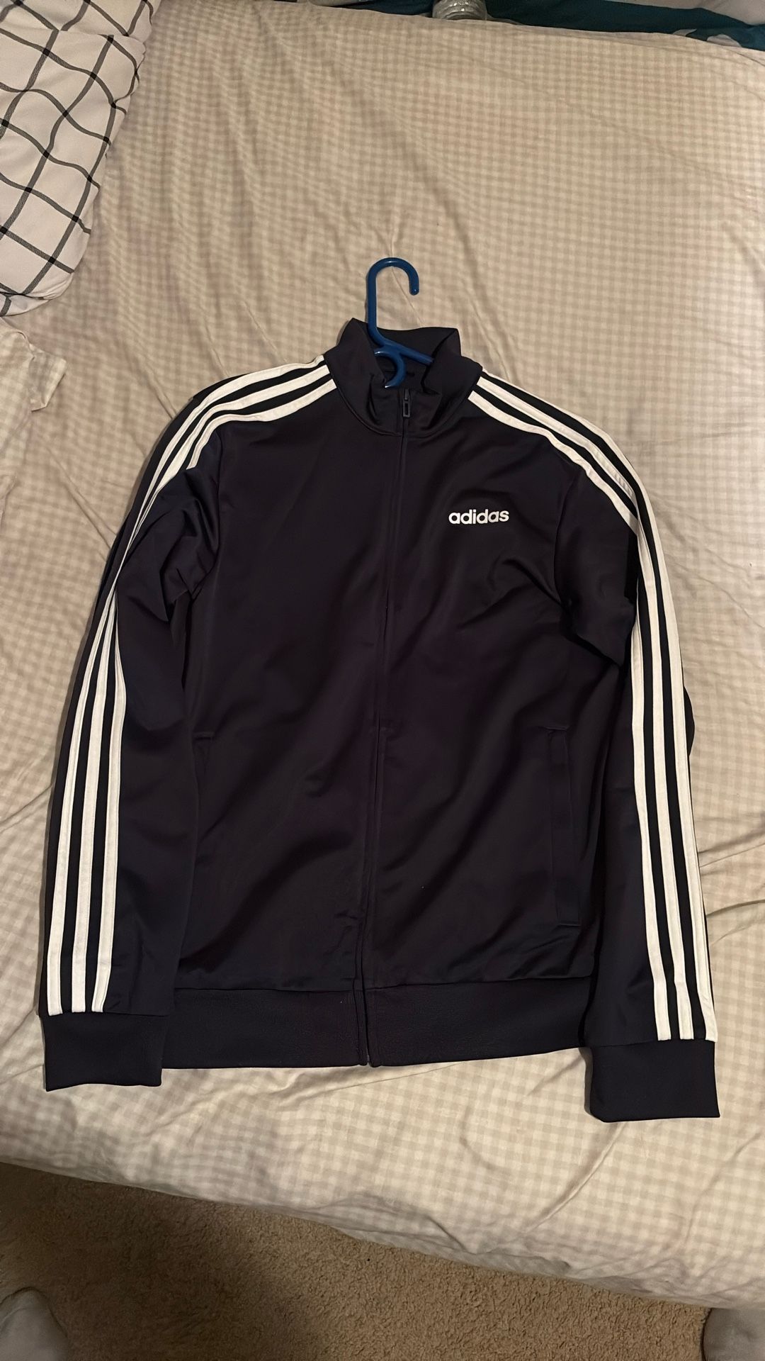 Adidas Navy Blue Track Zipper Jacket (No Hoodie) Adult Small