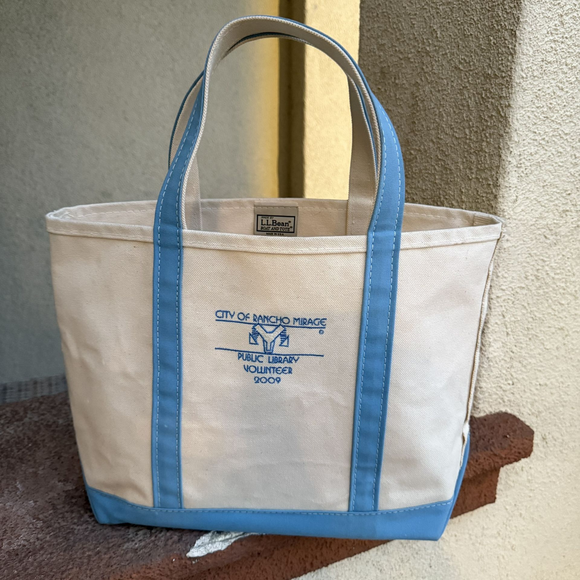 Vintage L.L.Bean “Boat and Tote” Canvas Bag • “Rancho Mirage Library Volunteer 2009” • Made in USA