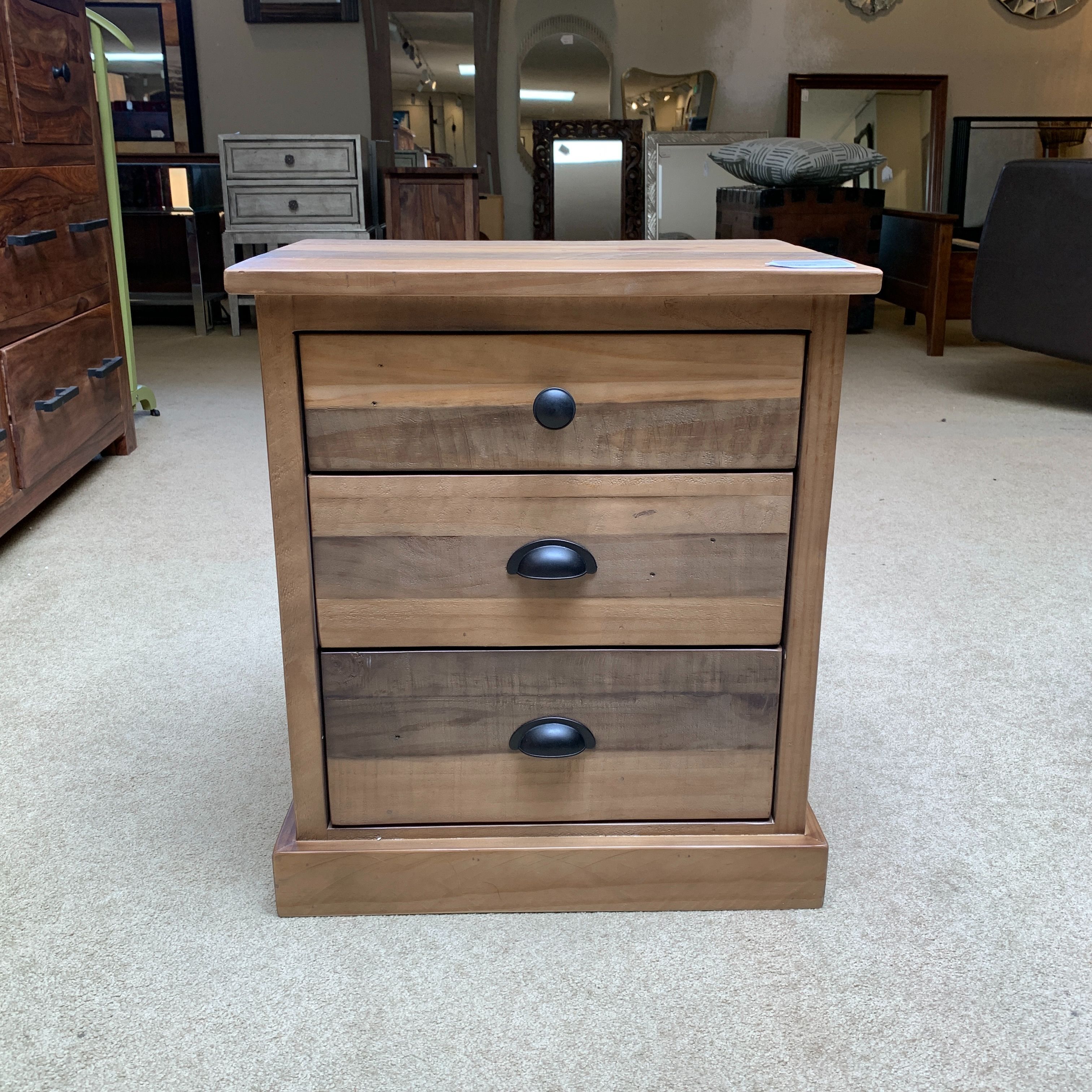 Rustic 3 Drawer Nightstand