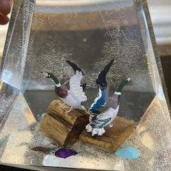 Vintage Geometric Shape Canadian Goose Lucite Paperweight 