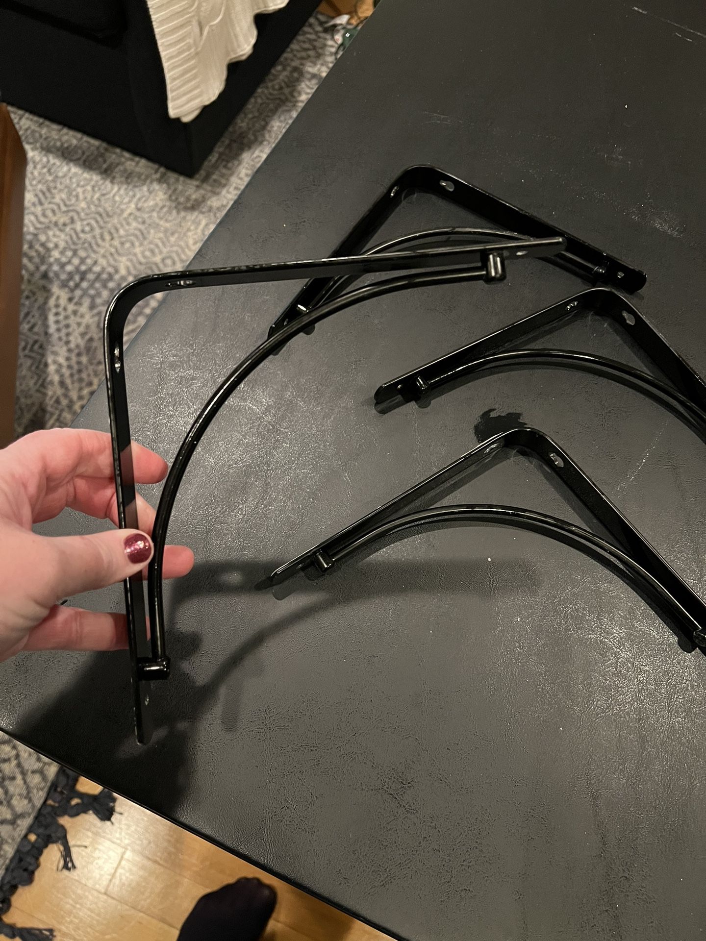 4 Bookshelf Braces / Brackets - Black Metal