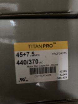 New Titan Pro Run Capacitor 45+7.5 Mfd  440/37