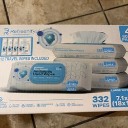 Large Alcohol Wipes 75% Unscented Hand Sanitizing Wipes (320 count +12 travel wipes) Alcohol Wipes for Travel Home and Classroom - Resealable Pack