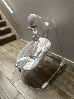 Ingenuity InLighten 5-Speed Baby Swing - Swivel Infant Seat, 5 Point Safety Harness, Nature Sounds, Lights - Nally Owl