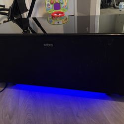 Coffee Table with Built in Fridge, Speakers, Outlets, LED Light, and More - Black