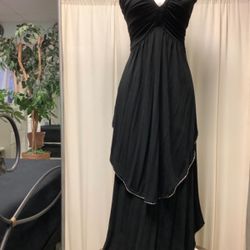 Marc By Marc Jacobs Black Long Evening Layered Gold Hem Detail Halter Strap Dress Size L