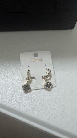 Delicate Crystal Clover Drop Hoop Earrings